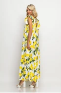 Ολόσωμη φόρμα με βολάν στα μανίκια lemon print λευκό Ολόσωμη φόρμα με βολάν στα μανίκια lemon print λευκό