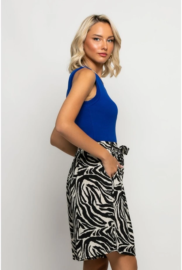 Βερμούδα με ζωνάκι zebra print μαύρο