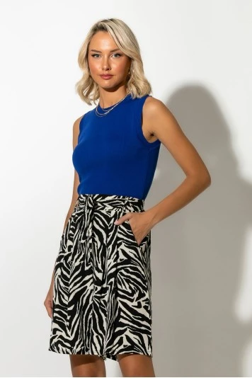 Βερμούδα με ζωνάκι zebra print μαύρο