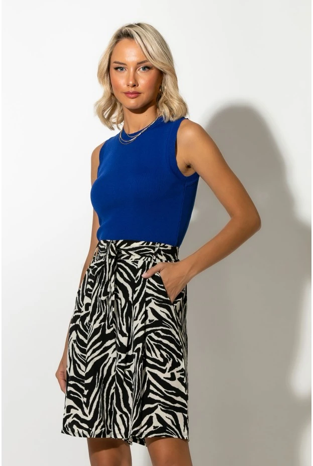 Βερμούδα με ζωνάκι zebra print μαύρο