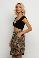 Βερμούδα με ζωνάκι leopard μπεζ ανοιχτό Βερμούδα με ζωνάκι leopard μπεζ ανοιχτό