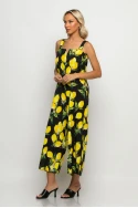 Ολόσωμη φόρμα τιραντέ με δέσιμο στην πλάτη lemon print μαύρο Ολόσωμη φόρμα τιραντέ με δέσιμο στην πλάτη lemon print μαύρο