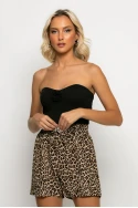 Σορτς με λάστιχο στην μέση leopard print μπεζ ανοιχτό Σορτς με λάστιχο στην μέση leopard print μπεζ ανοιχτό