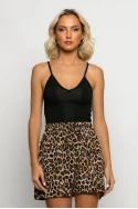 Σορτς με λάστιχο στην μέση leopard print μπεζ σκούρο