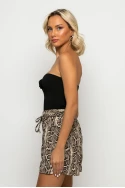 Σορτς με λάστιχο στην μέση snake print μπεζ ανοιχτό