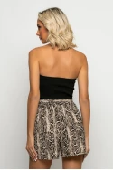 Σορτς με λάστιχο στην μέση snake print μπεζ ανοιχτό