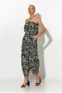 Baggy στράπλες ολόσωμη φόρμα zebra μαύρο