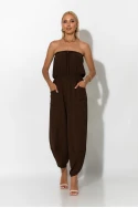 Baggy στράπλες ολόσωμη φόρμα καφέ