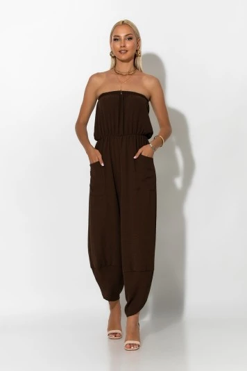 Baggy στράπλες ολόσωμη φόρμα χακί