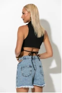 Jean σορτς cut out μπλε