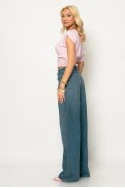 jean wide leg με ασύμμετρο κούμπωμα μπλε