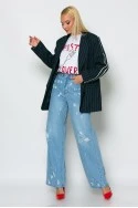 Jean wide leg με φθορές μπλε ανοιχτό
