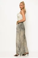 Jean loose fit animal print μπεζ