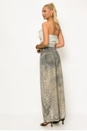 Jean loose fit animal print μπεζ