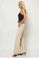 Jean straight leg με στρας μπεζ