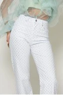 Jean straight leg με στρας λευκό