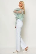 Jean straight leg με στρας λευκό