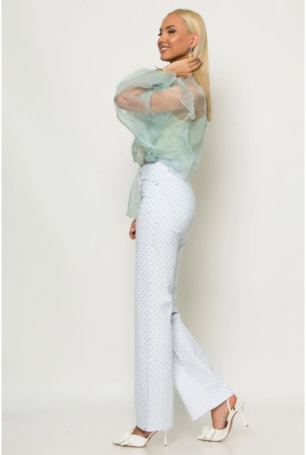 Jean straight leg με στρας λευκό