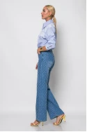 Jean straight leg με σχέδιο ρόμβους και στρας μπλε