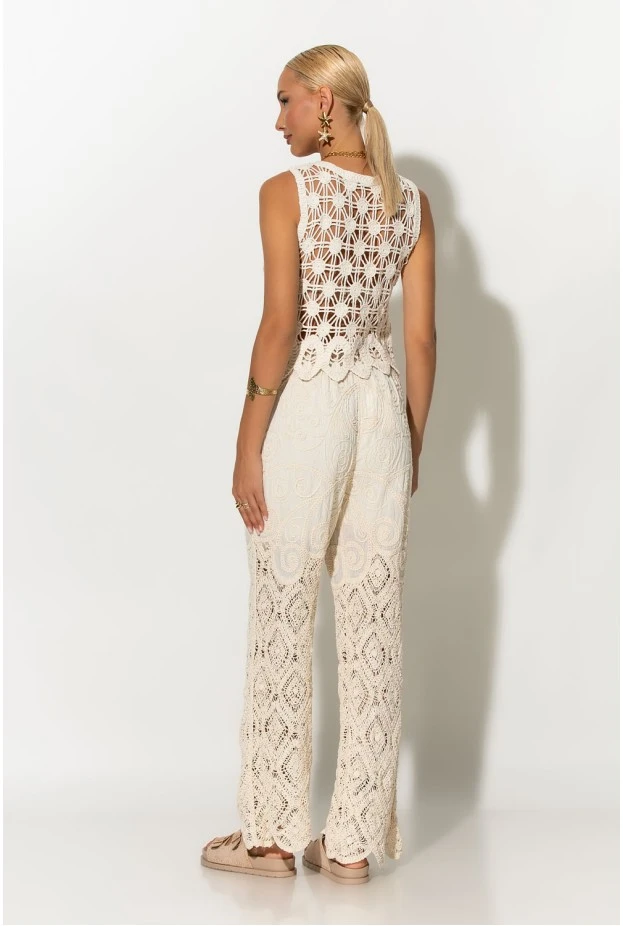 Παντελόνι crochet με ενσωματωμένο σορτς μπεζ