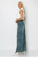 Jean wide leg με κέντημα λαχούρι μπλε