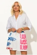Σόρτς με print fish and love λευκο