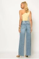 Jean straight leg με graffiti σχέδια και strass μπλε