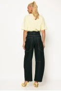 Jean balloon με σχέδια ραφές και μεγάλες τσέπες πίσω μπλε ντένιμ