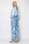 Jean baggy carrot floral μπλε