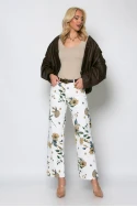 Jean floral low rise κρεμ