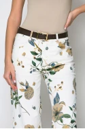 Jean floral low rise κρεμ
