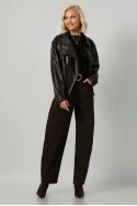 Jean baggy loose fit leopard print καφέ