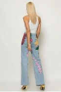 Jean straight leg με handpainted σχέδια μπλε