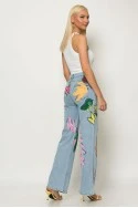 Jean straight leg με handpainted σχέδια μπλε