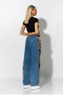 Wide leg jean με leopard λεπτομέρειες μπλε σκούρο Wide leg jean με leopard λεπτομέρειες μπλε σκούρο
