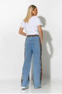 Wide leg  jean με leopard λεπτομέρειες μπλε ανοιχτό