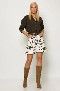 Jean βερμούδα cow print εκρού