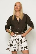 Jean βερμούδα cow print εκρού