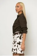 Jean βερμούδα cow print εκρού