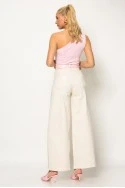 Jean wide leg μπεζ