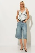 Jean loose fit βερμούδα με ζώνη μπλε ανοιχτό