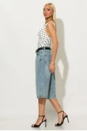 Jean loose fit βερμούδα με ζώνη μπλε ανοιχτό