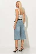 Jean loose fit βερμούδα με ζώνη μπλε ανοιχτό