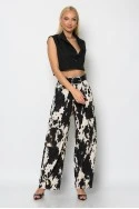 Jean cargo barrel cow print μπεζ