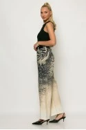Jean loose fit animal print μπεζ