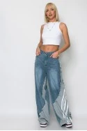 Jean loose fit με υφασμάτινη λεπτομέρεια στο πλάι γκρι