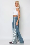 Jean loose fit με υφασμάτινη λεπτομέρεια στο πλάι γκρι