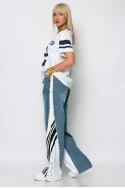 Jean loose fit με υφασμάτινη λεπτομέρεια στο πλάι λευκό