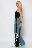 Jean loose fit με υφασμάτινη λεπτομέρεια στο πλάι μαύρο