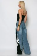 Jean loose fit με υφασμάτινη λεπτομέρεια στο πλάι μαύρο